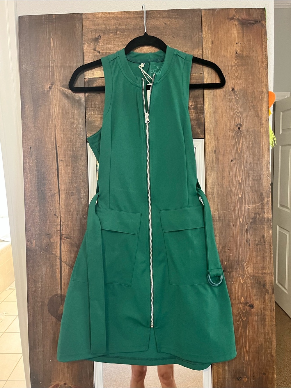 Adidas Go-To Sleeveless Green Zip-Front Dress